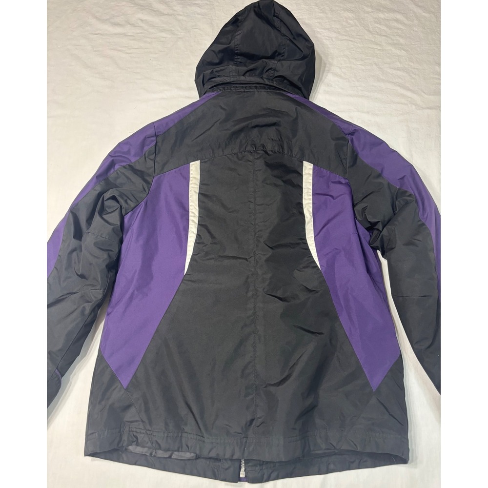 St Johns Bay 3-in-1 Systems Jacket Womens Small Black Purple Hooded Puffer Liner - Picture 2 of 13
